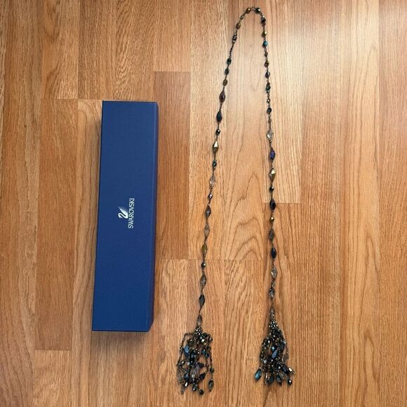 SWAROVSKI Rare Retired Byzance Scarf Crystal Tassel Bangle Necklace - Picture 1 of 9